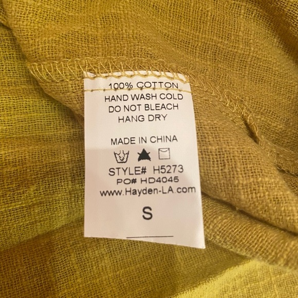 NWT Hayden Los Angeles Woman’s Mustard Yellow Lace Up Tunic Dress Size Small - Picture 6 of 6